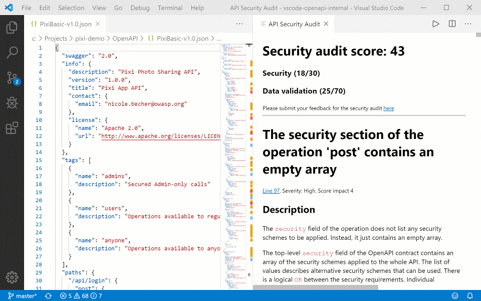 Audit in IDE - List of API Security Issues