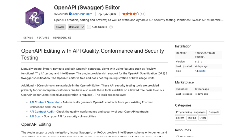 42Crunch OpenAPi Editor Extension