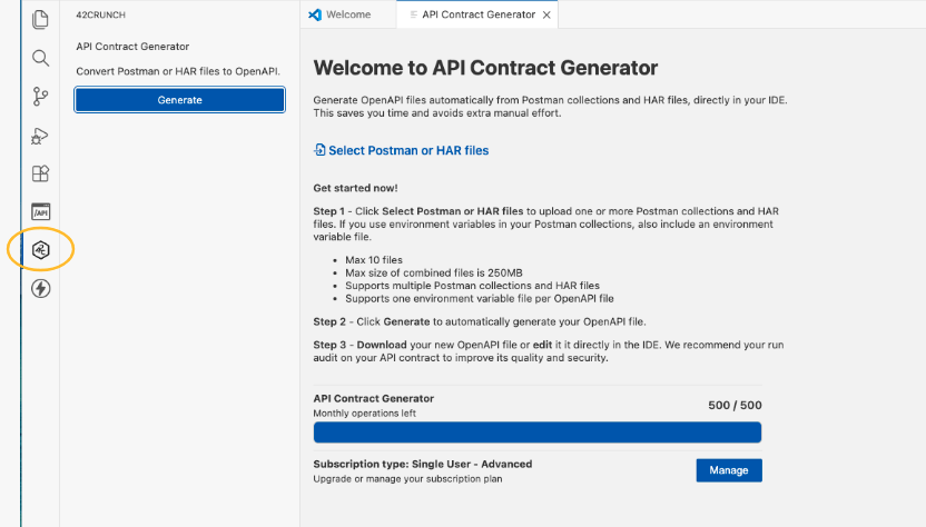 How to access API contract Generator