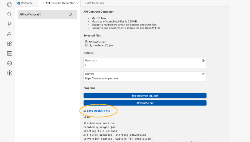 Newly Generated OpenAPI File